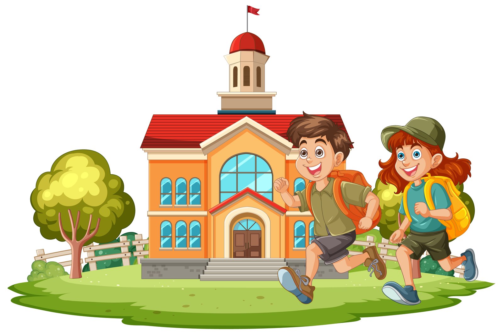 children running to school